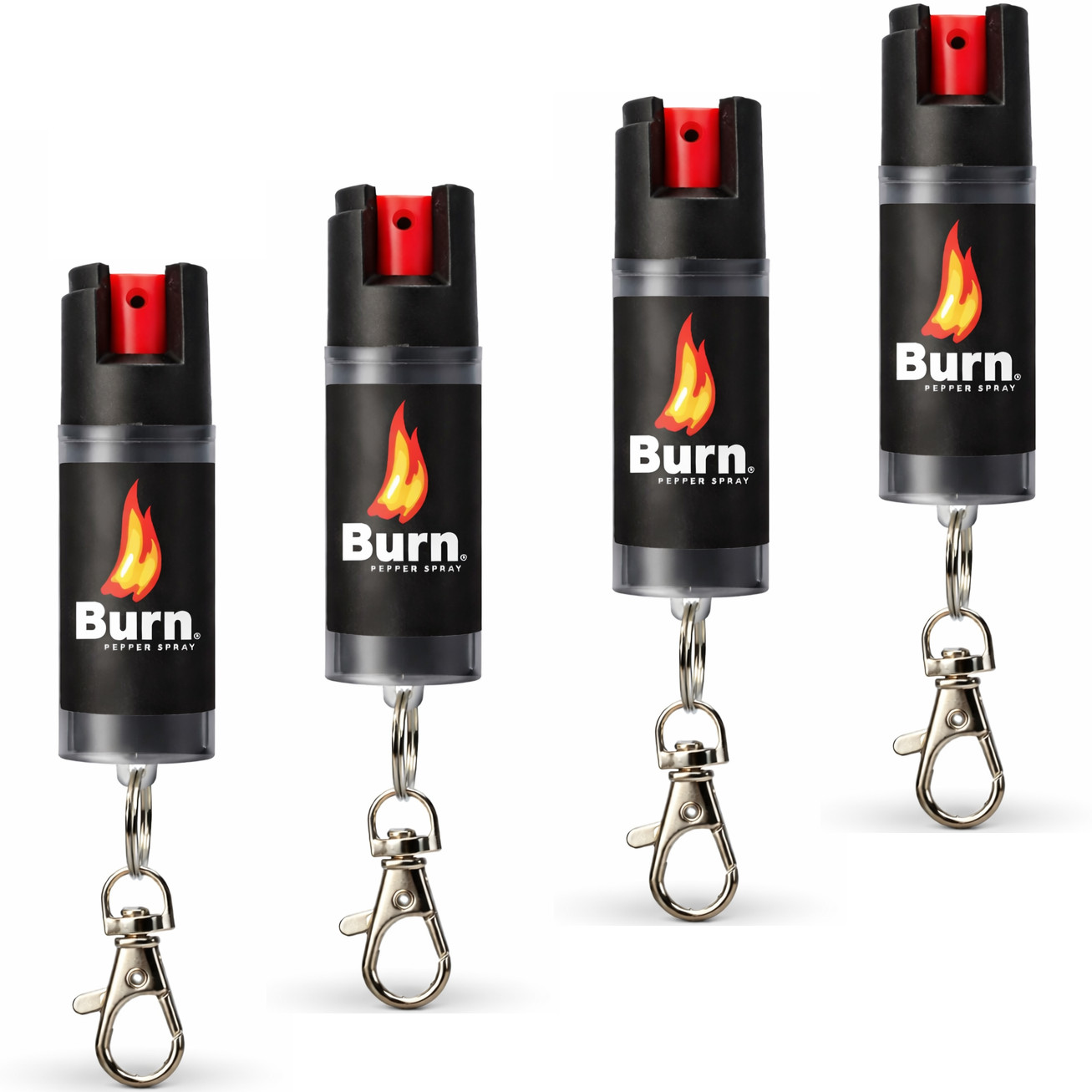 Burn Pepper Spray 4 Pack Police Grade – Maximum Strength Self Defense Keychain