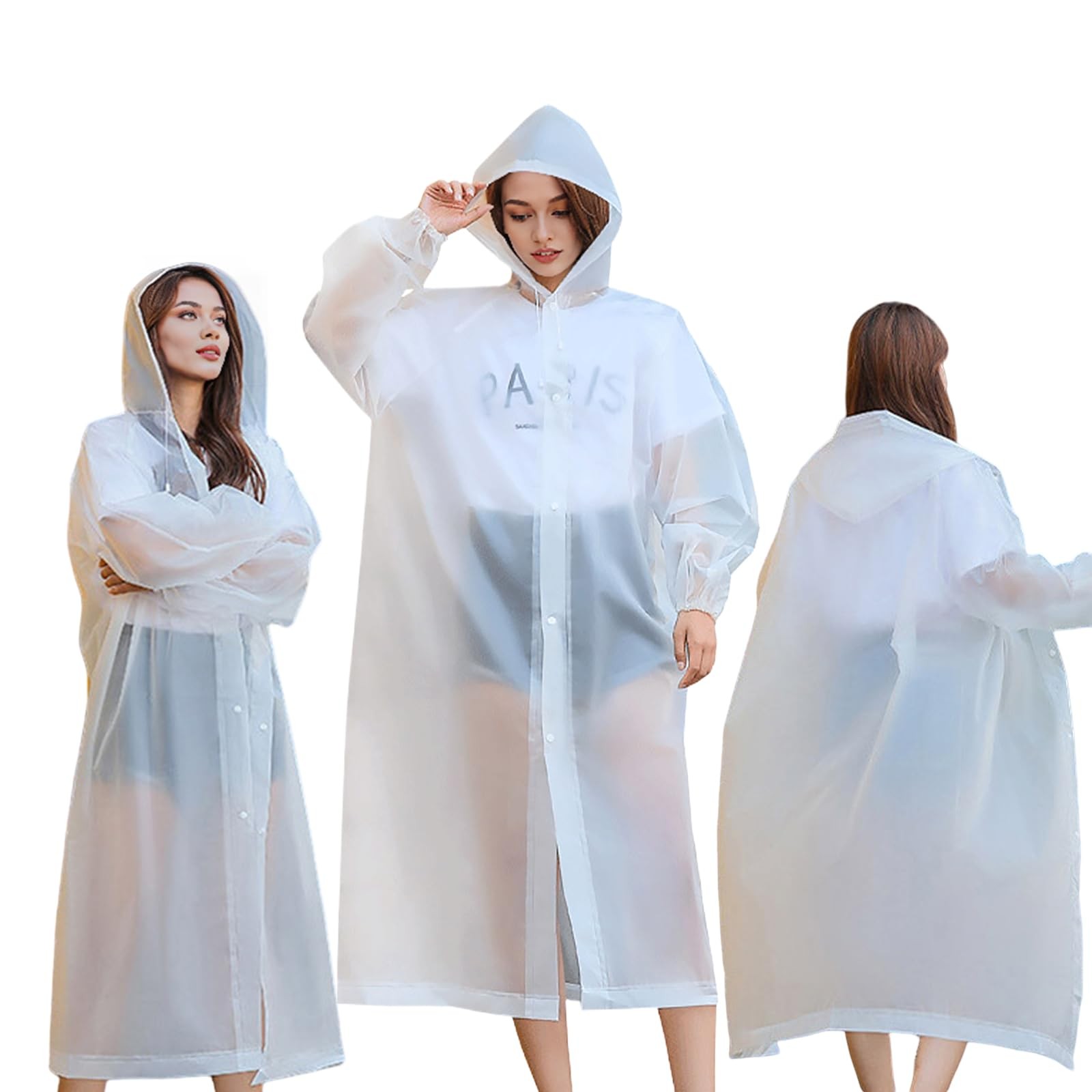3 Pack Adult Rain Coat, Reusable Rain Ponchos for Adults with Hood & Elastic …