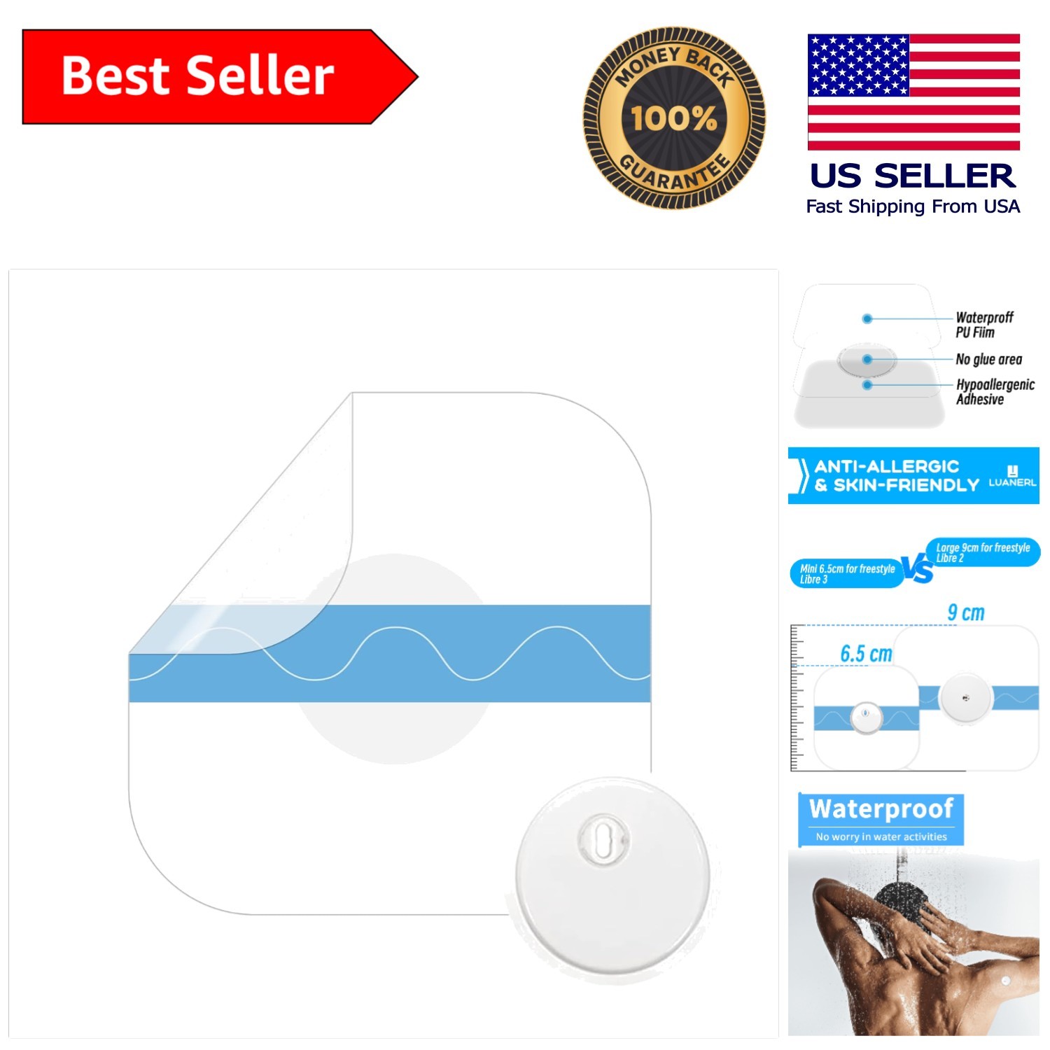 Sterile 100 Pcs Waterproof Patches for Freestyle Libre 3 – Long Lasting Comfort