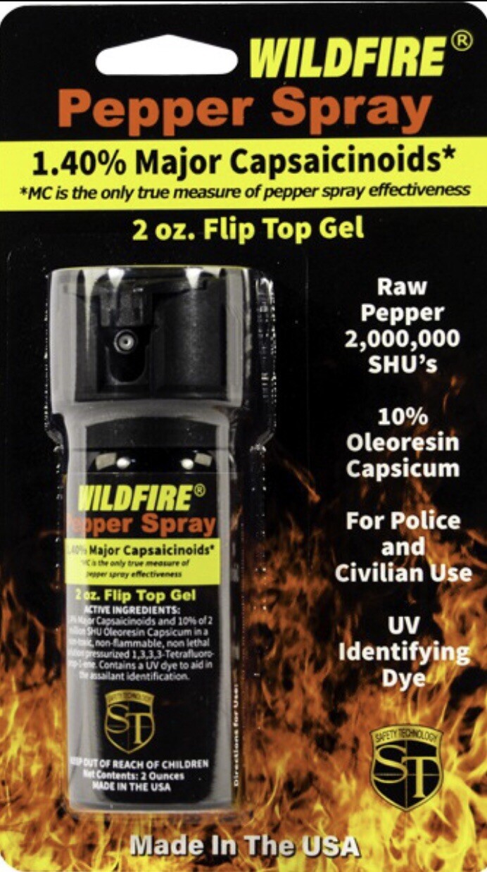 WILDFIRE STICKY Pepper GEL Spray 1. 4 MC 10% OC UV Dye SELF DEFENSE 2 oz HOT HOT