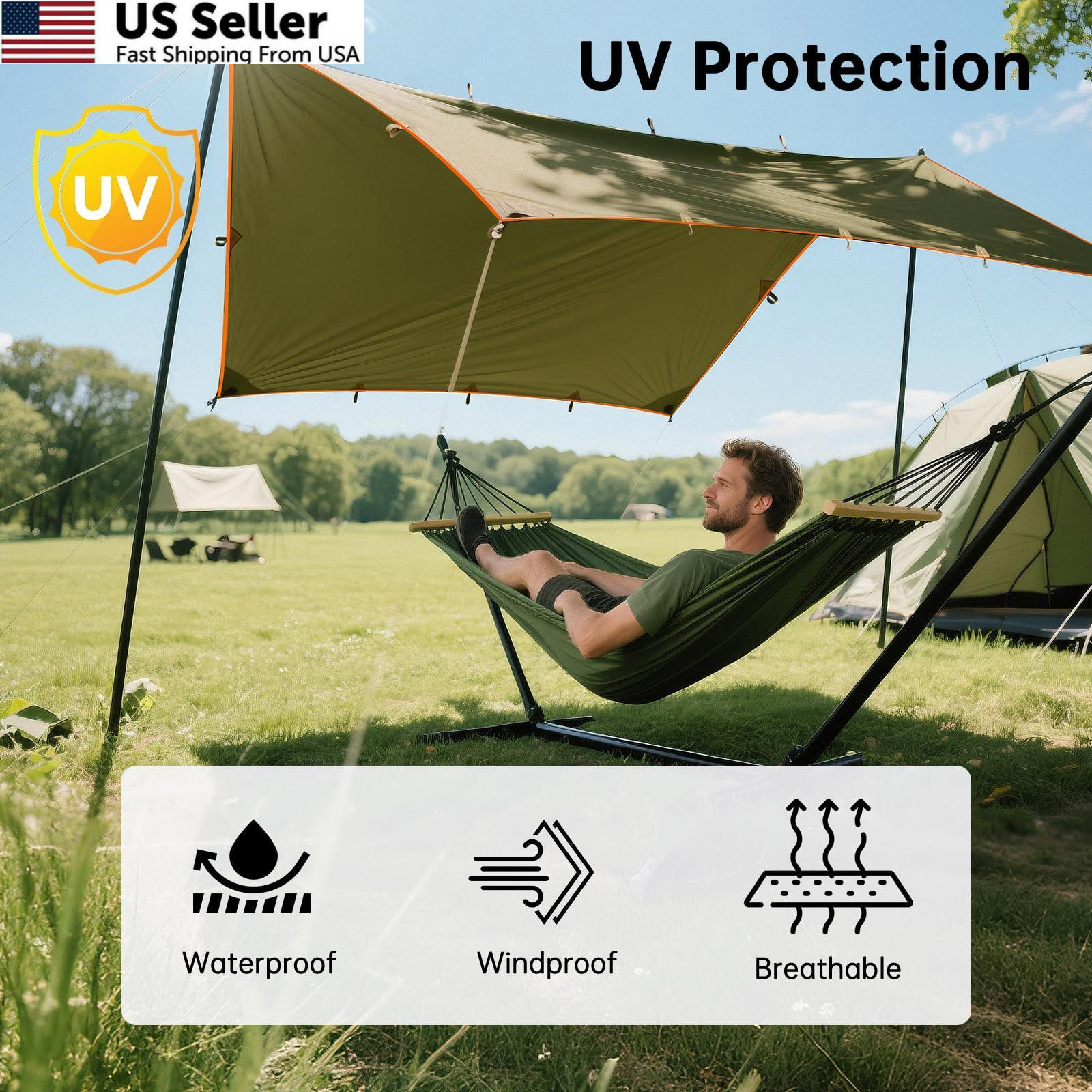 FREE SOLDIER Waterproof Portable Tarp 10×10.5ft, Brown 10×10.5ft