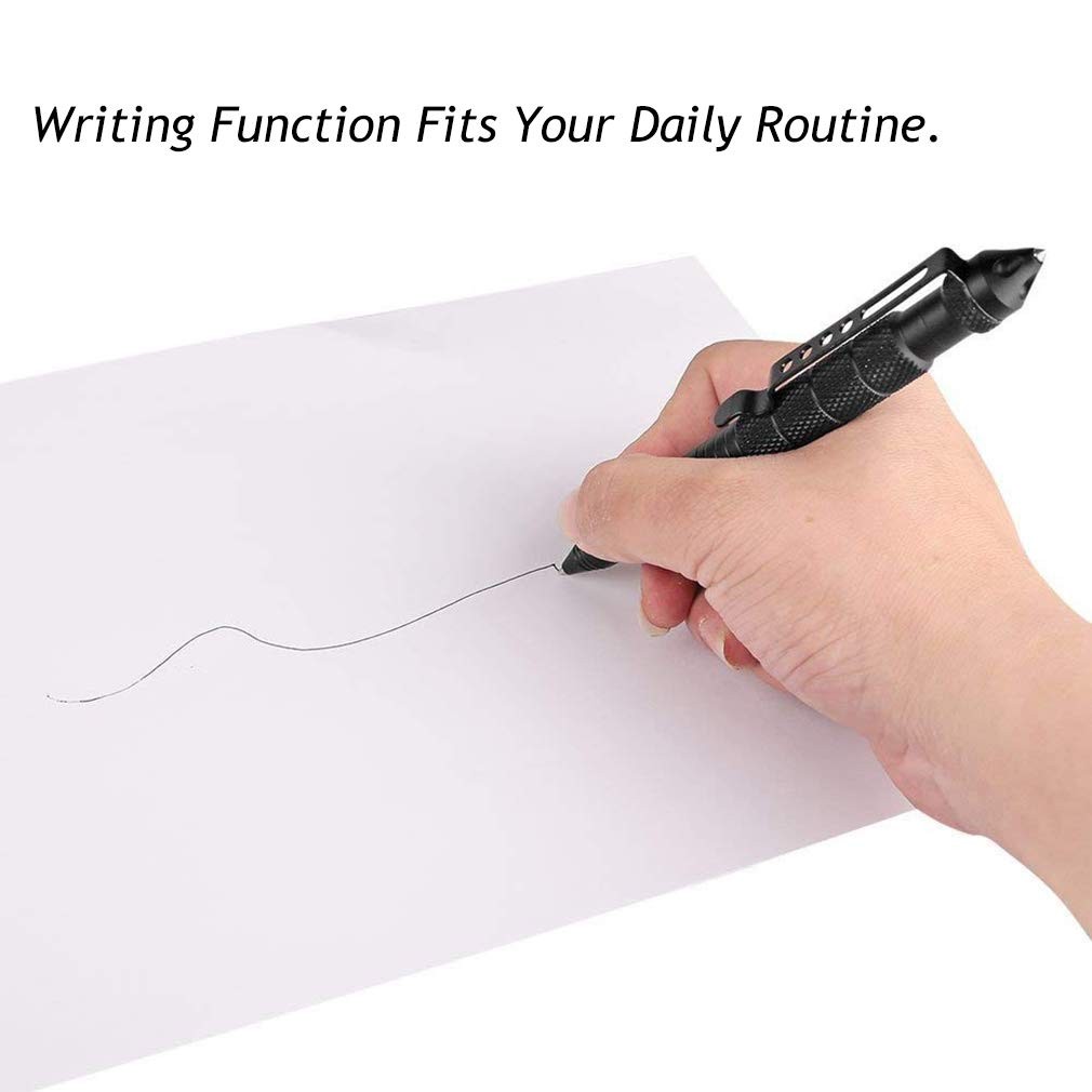 2PCS Tactical Pen Aluminum Self Defense with Glass Breaker Writing Black