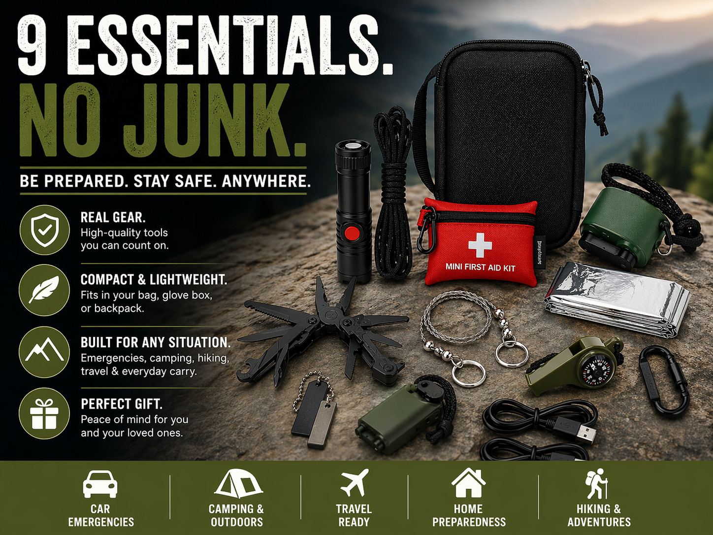 Emergency Survival Kit Bug Out Bag Camping Hiking Tactical Gear First Aid