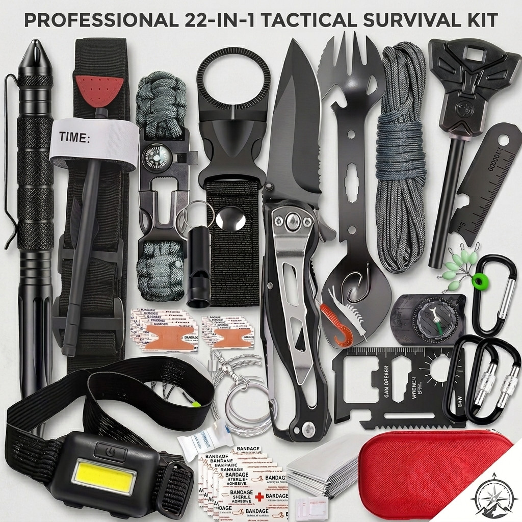 22-in-1 Survival Kit Emergency First Aid Camping Hiking Gear