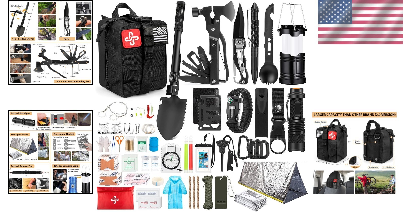 Ultimate 250 in 1 Emergency Survival Kit with First Aid & Shelter Solutions