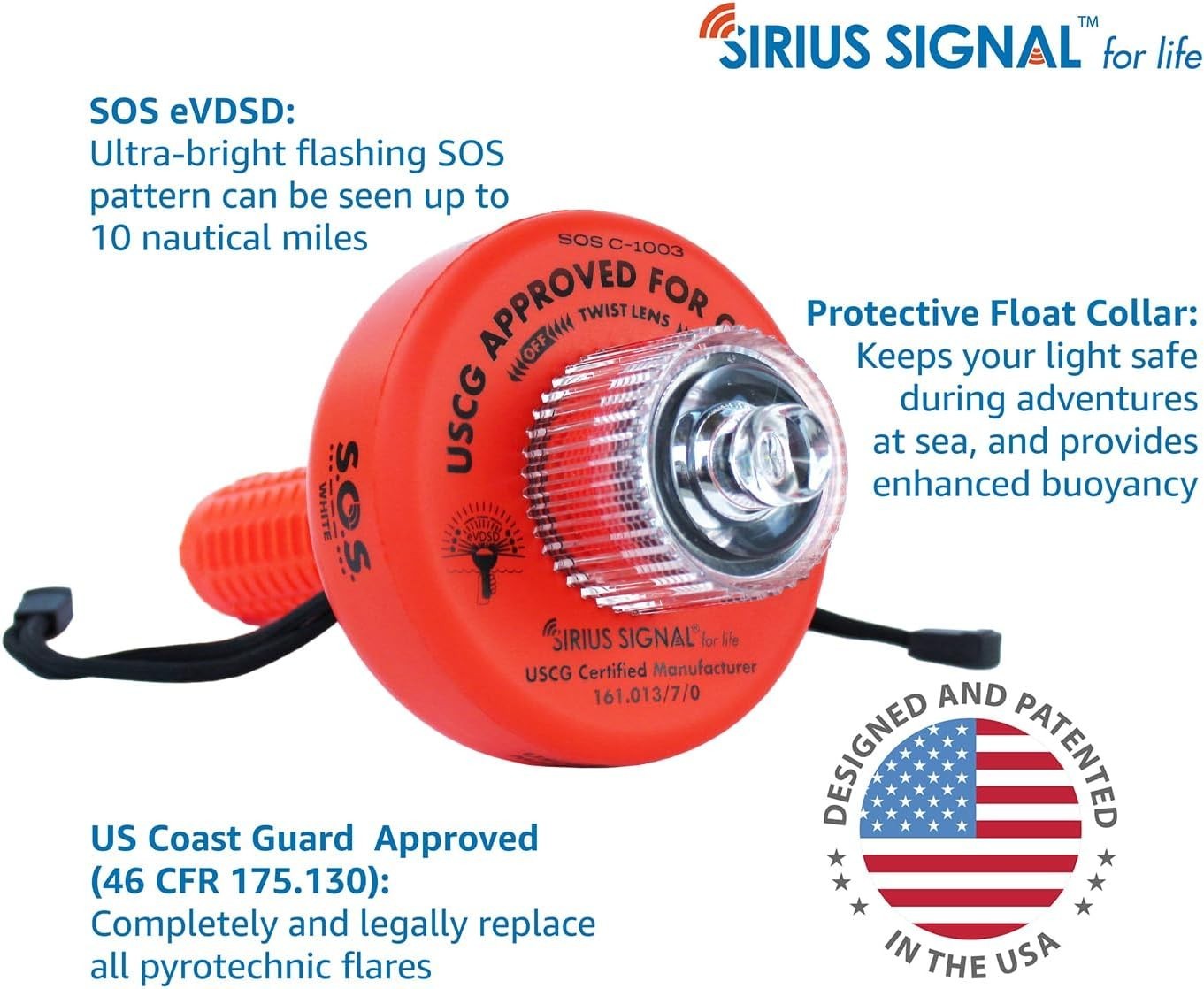 Electronic Distress Flare Flag Waterproof SOS Sea Emergency Signal USCG Approved