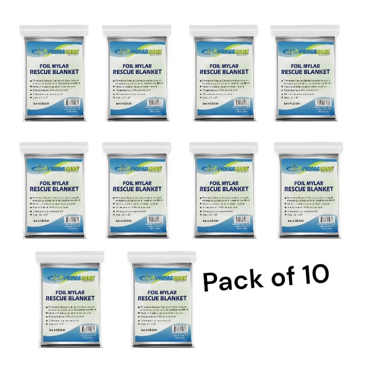 10‑Pack Emergency Mylar Thermal Rescue Blankets Waterproof, Windproof