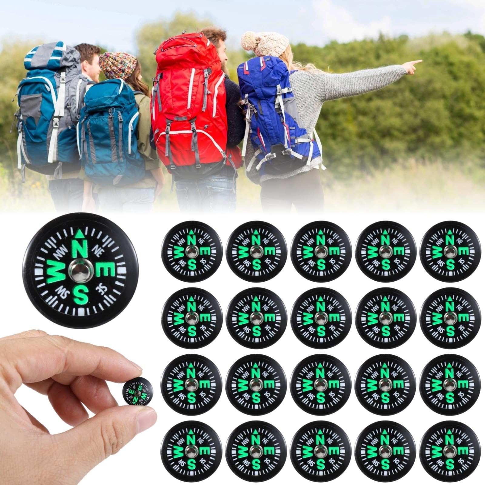 200 Pcs Mini Oil Filled Pocket Compasses – Portable Survival Gear for Hiking, Ca