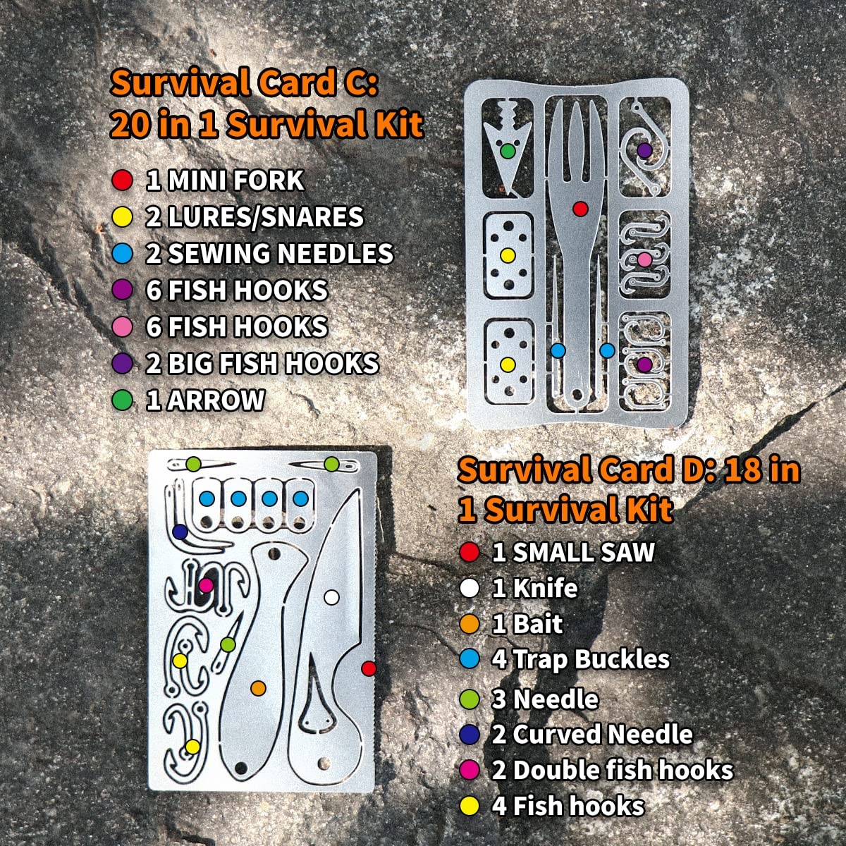 12 Pcs Survival Multitool Card Emergency Camping Tool EDC Kit in Your Wallet …