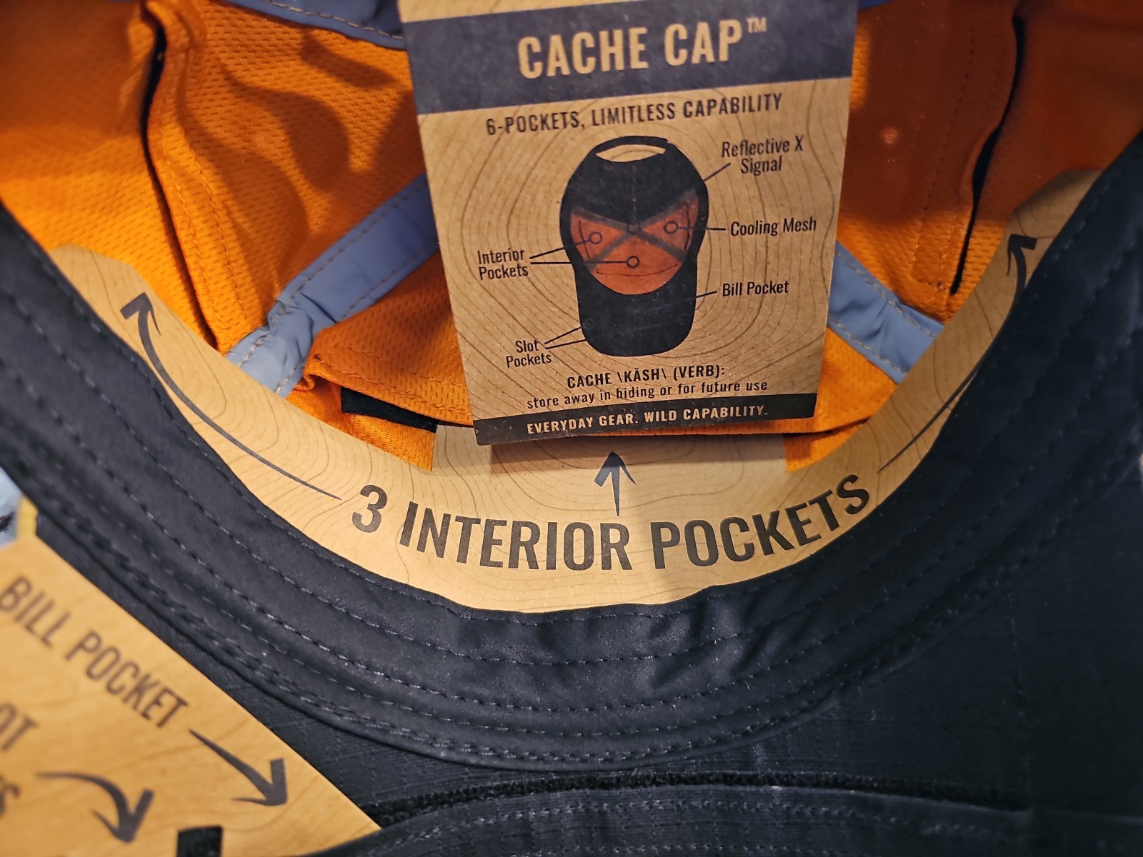 Wazoo Patch Cache Cap – 6 Secret Pocket Hat (Coyote Brown) Updated Version