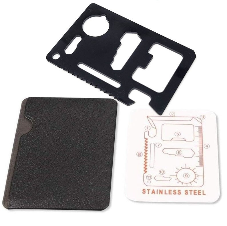 Wallet-Sized Multi-Tool Black Card – Stainless Steel EDC Gear for Everyday Fixes