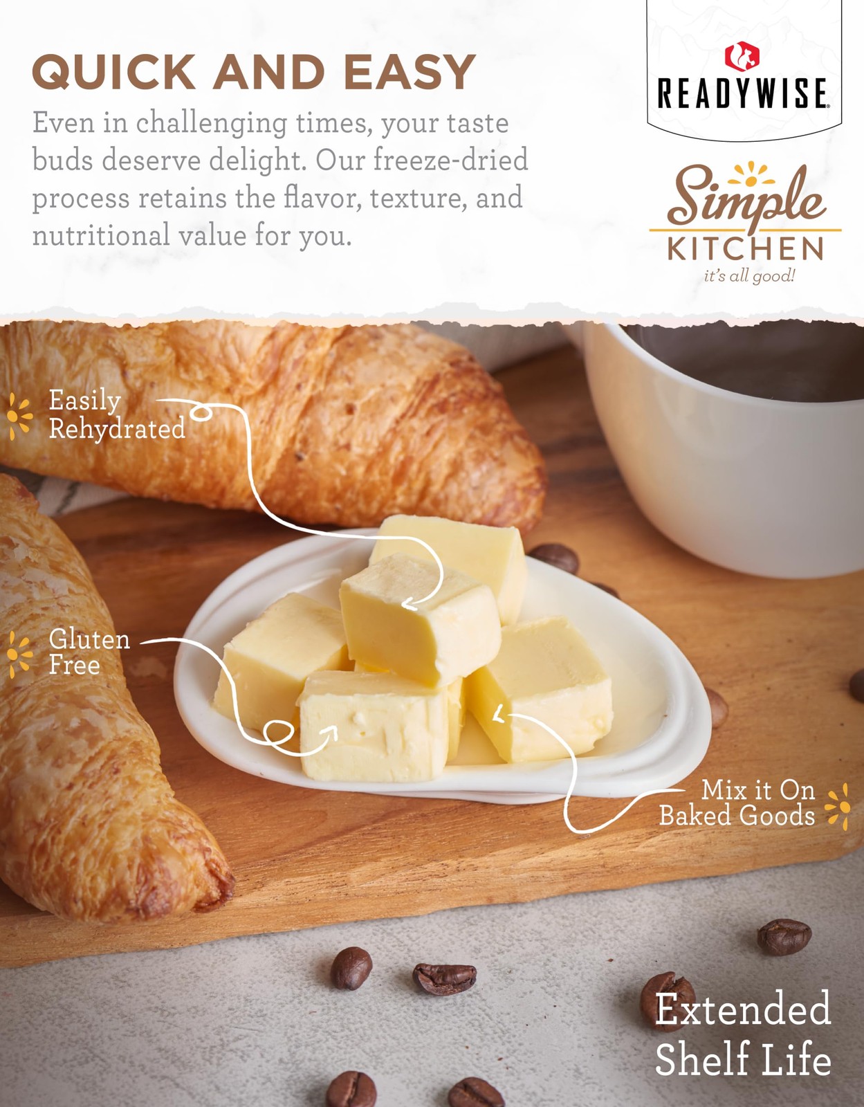 Simple Kitchen Freeze Dried Butter Powder – 204 Servings for 204 Serving Can