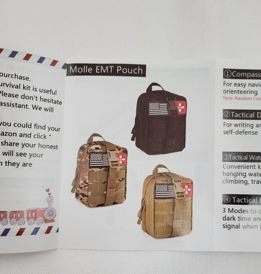 AOKIWO 200 Piece Emergency Survival Kit MOLLE Rip Away IFAK Pouch Brown