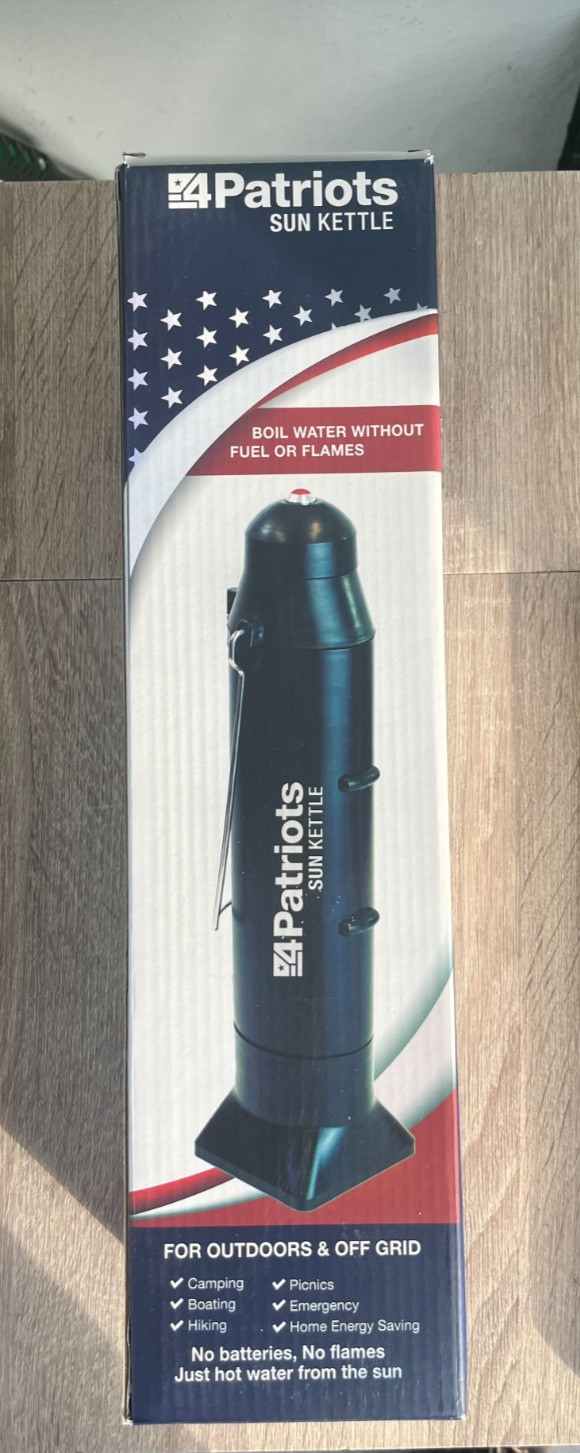 4 Patriots Sun Kettle Solar Water Heater 16.9 Oz – NEW, UNOPENED BOX!
