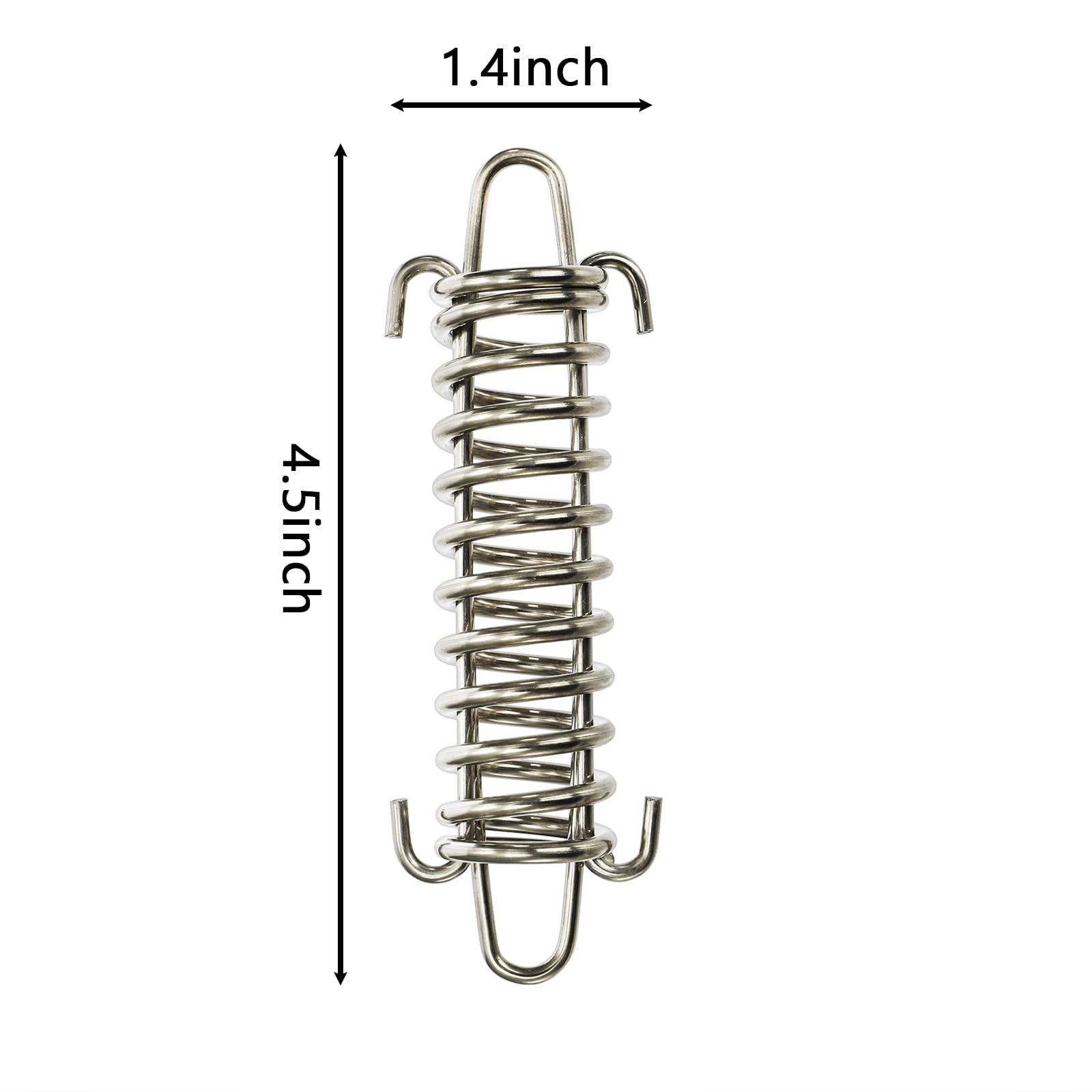 Suwimut 12 Pieces Tent Spring Buckle, Windproof Stainless Steel 4.5″, Silver