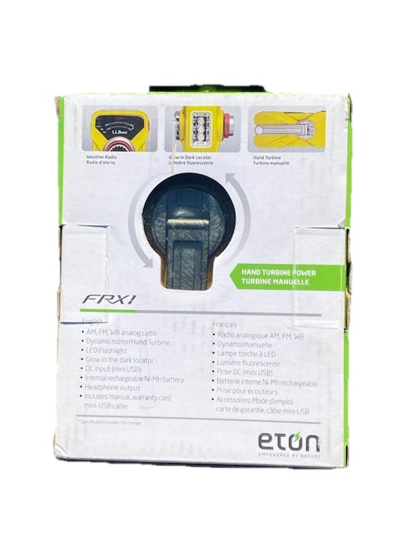 LL Bean Eton FRX1 Hand Turbine AM FM Weather Radio LED Flashlight Hand Crank !
