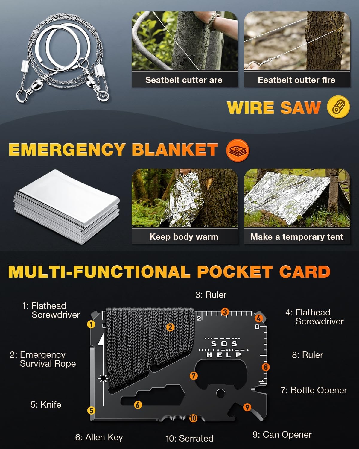 Gifts for Men-Christmas | 21-in-1 Survival Gear & Camping Accessories | Fishi…