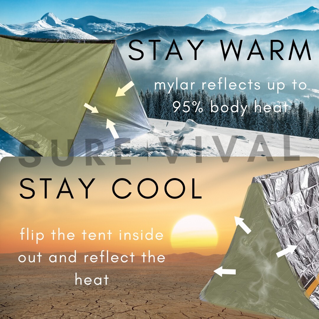 SUREVIVAL Emergency Tent- paracord & whistle -Water Proof, Wind Resistant