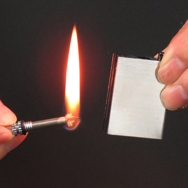 10Pcs Waterproof Fire Starter Metal Lighter Match Keychain Camping Survival Gear