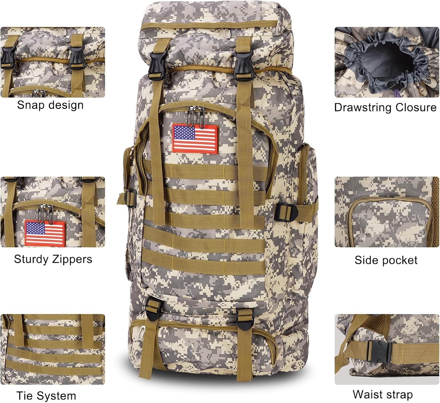 Apocalypse Survival Tactical Military Bag Large Prepper 70L Backpack – Value Kit