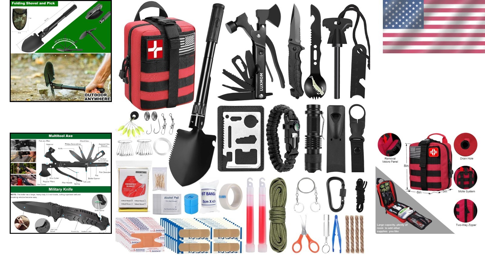 Compact 142-Piece Survival & First Aid Kit – Essential Gear for Outdoor Safety
