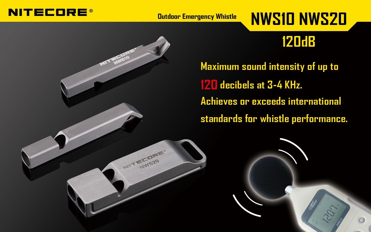 Nitecore NWS10 Outdoor Emergency Whistle TC4 Titanium Alloy Survival SOS 120db