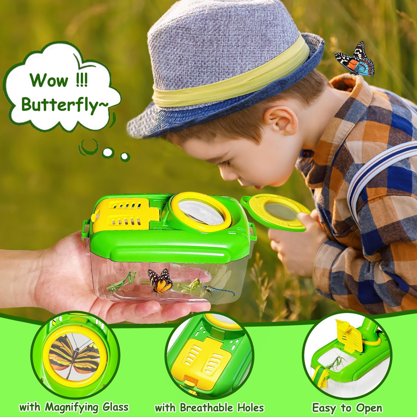 Explorer Set for Kids Ages 4 and Up, 17 Piece Explorer Set for Kids, Insect Box with…