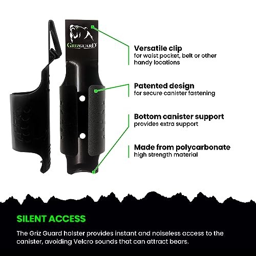 UDAP Griz Guard Bear Pepper Spray Holster, Holder with Belt Clip for Camping, Hi