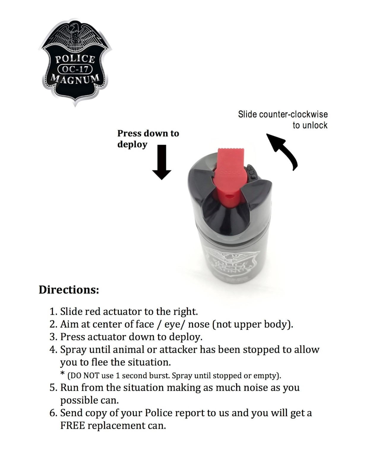 POLICE MAGNUM Bulk Pepper Spray 10 Pack .50oz Mini Keyring Self Defense Safety