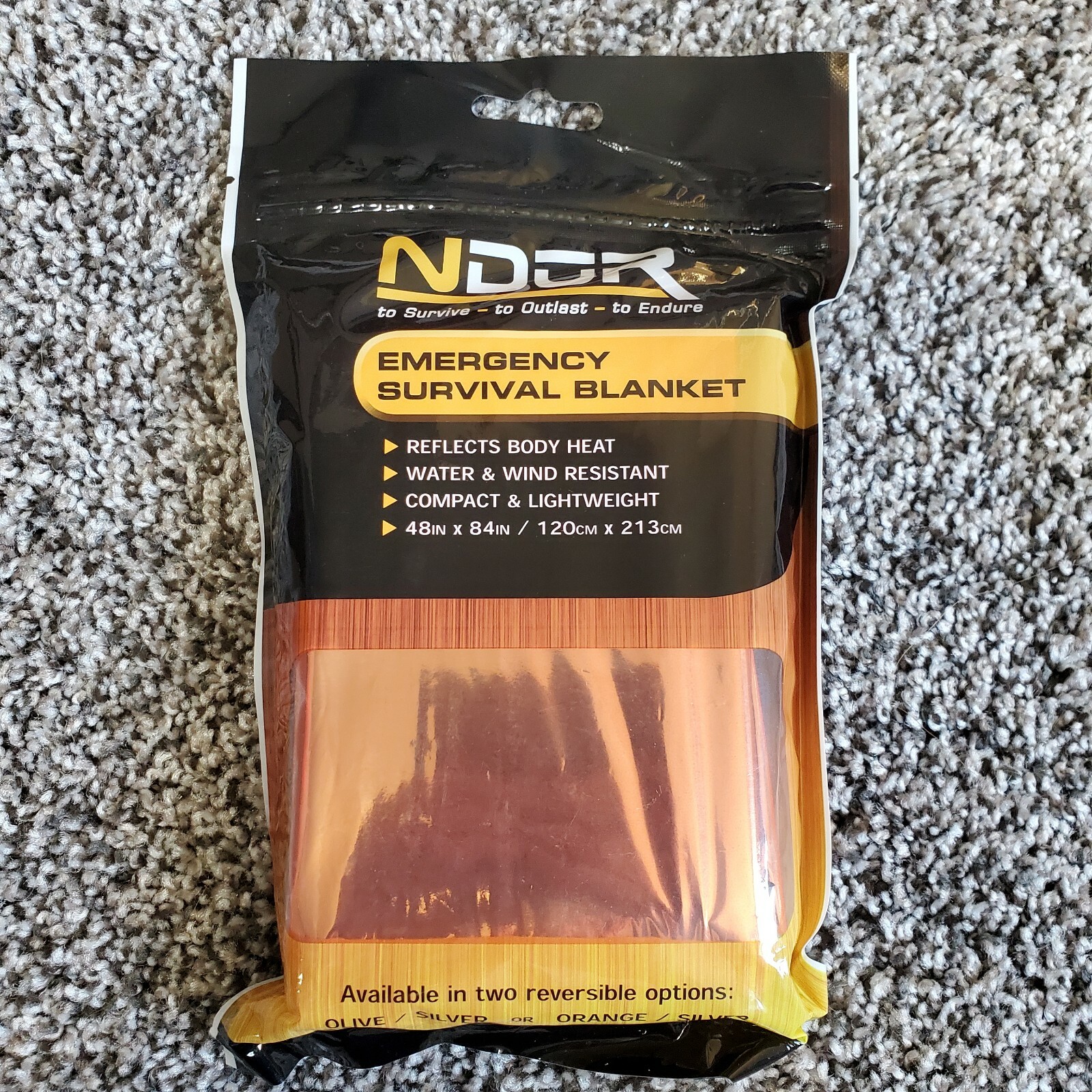 Ndur ND61425 Orange/Silver Emergency Insulating Survival Blanket 48″ x 84″