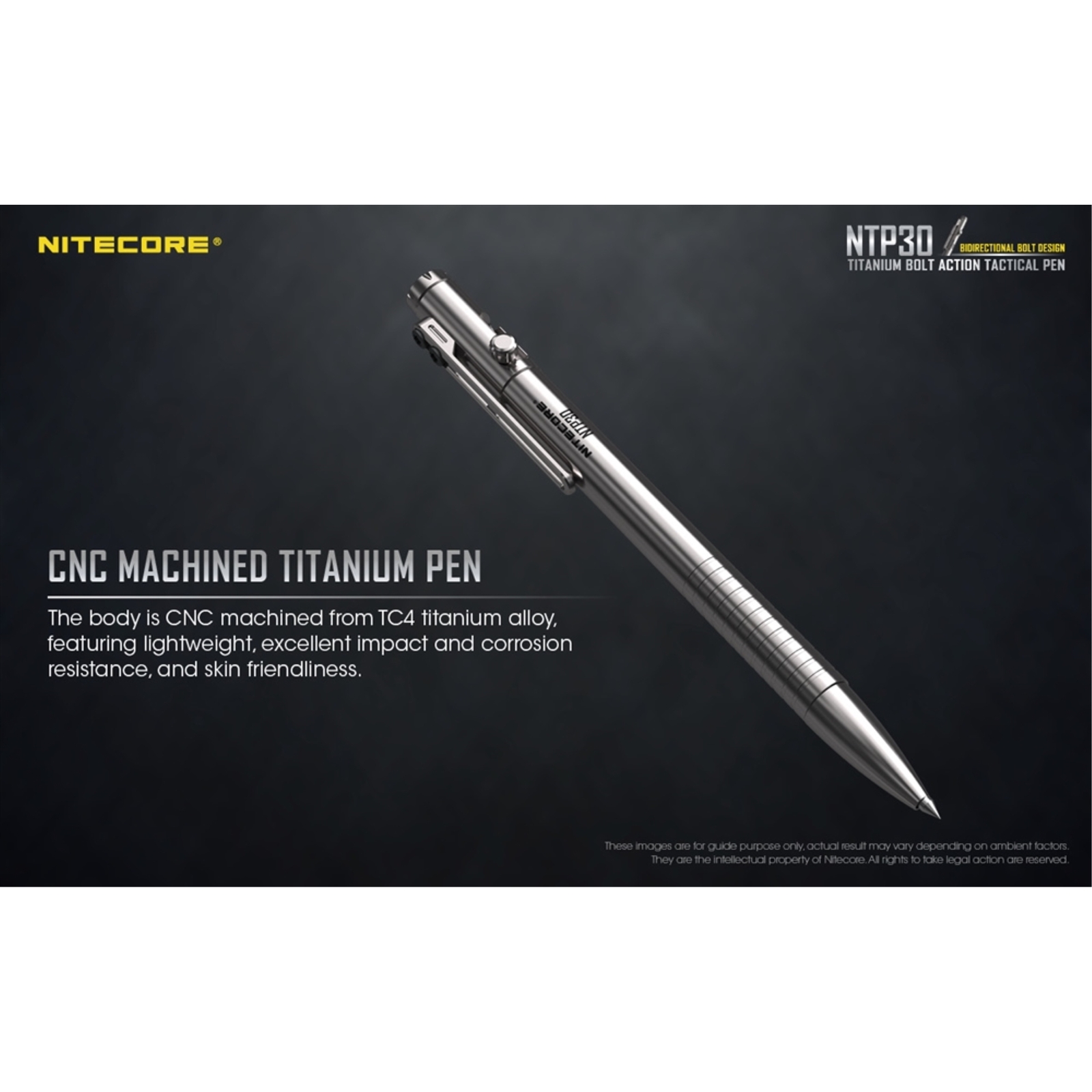 ~NEW~ Nitecore NTP30 Titanium Bidirectional Bolt Action Tactical Pen