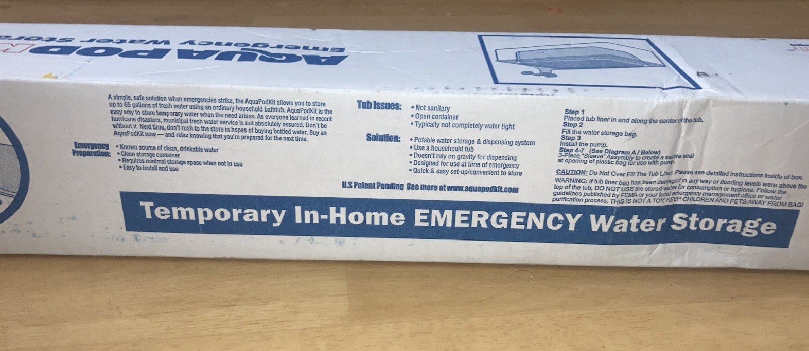 AquaPod Kit 65 gal Emergency Water Storage Drinking Water Container Home Bathtub
