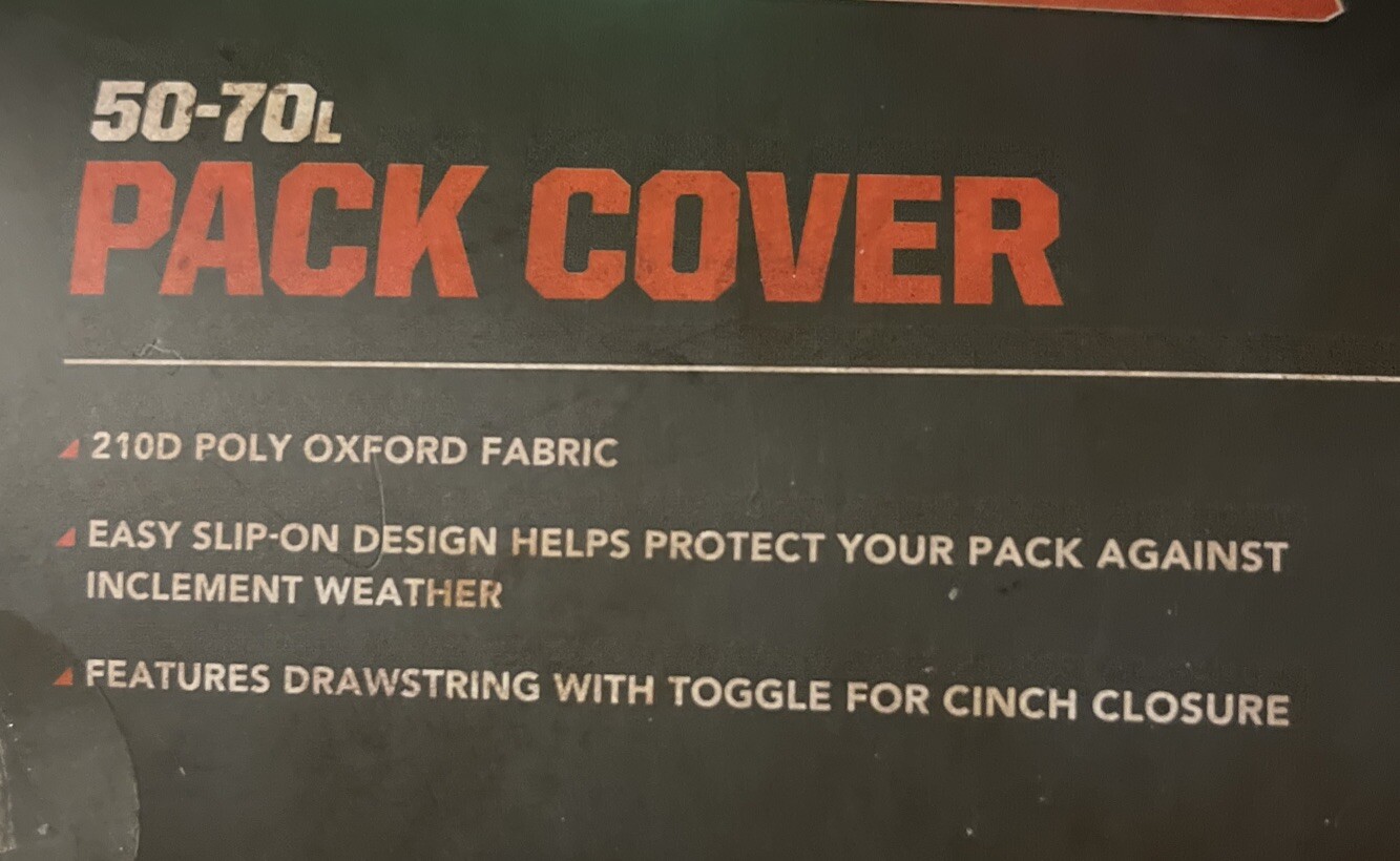 Field & Stream 50-70L Pack Cover 210d Poly Oxford Fabric Easy Slip-On Design