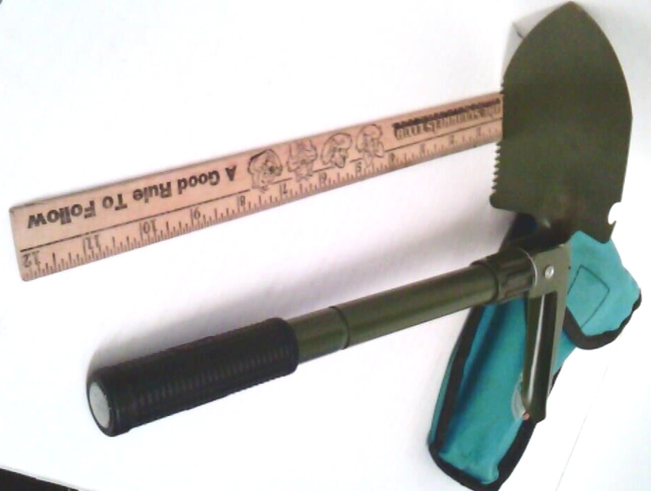 Folding Camping Shovel~Backpacker~Three in One~12 inch~with Carry Case~Fobachi