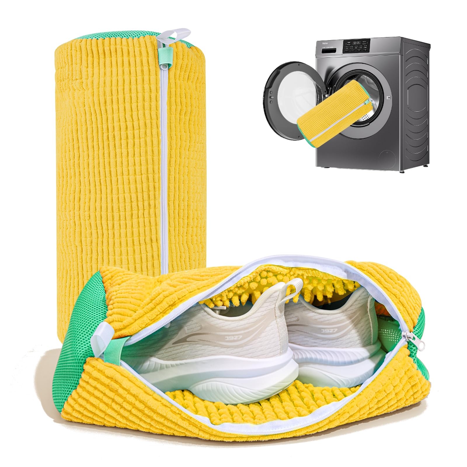 Shoe Washing Machine Bag: Laundry Bag for 15″L x 7″W x 7″H, Yellow 2pcs