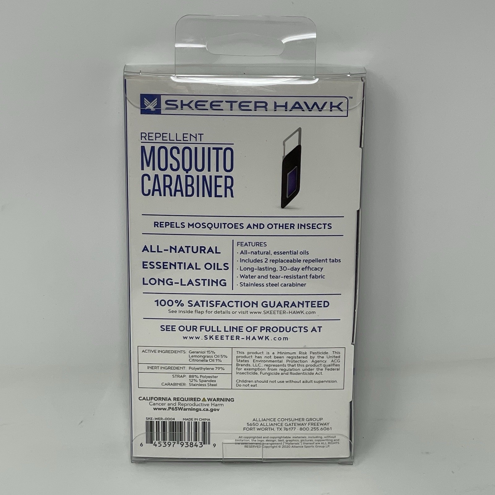 6x SKEETER HAWK WEARABLE MOSQUITO CARABINER CLIPS ALL NATURAL ESSENTIAL OILS 6pk