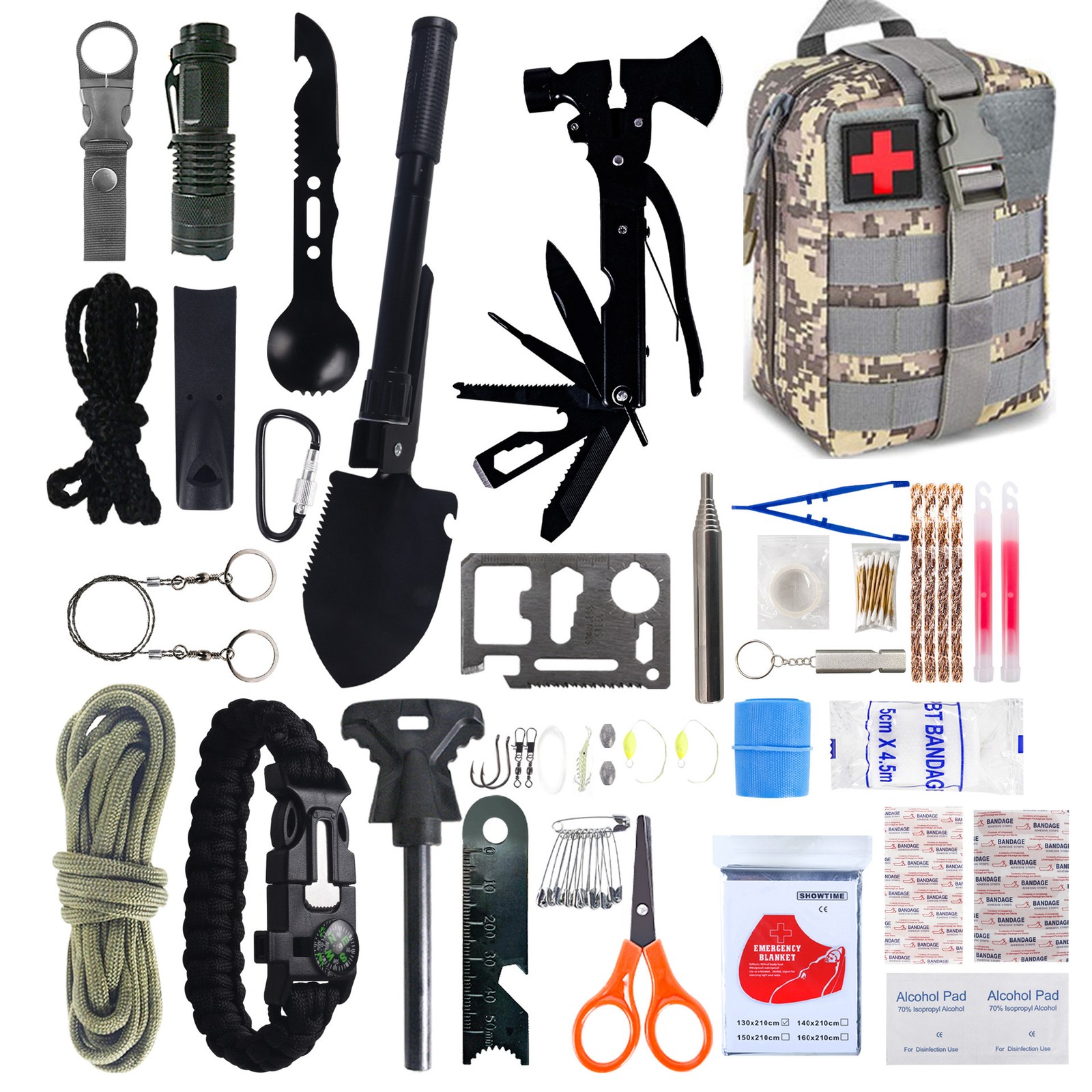 Camping Survival First Aid Kit Outdoor Hiking Tactical Survival Tool Set
