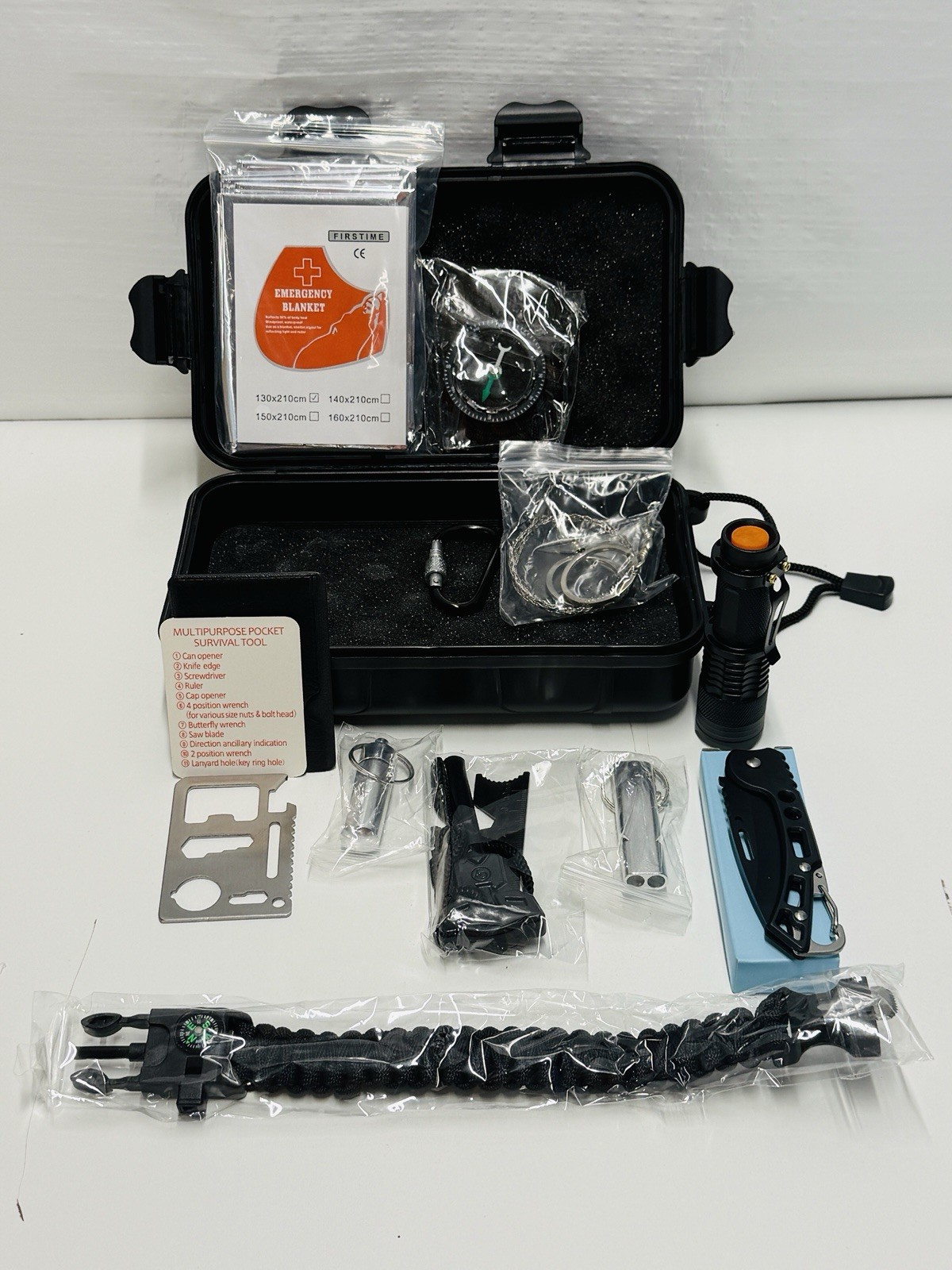 Emergency Survival Kit Tactical Gear Set Camping Hiking Outdoors Hard Case EDC