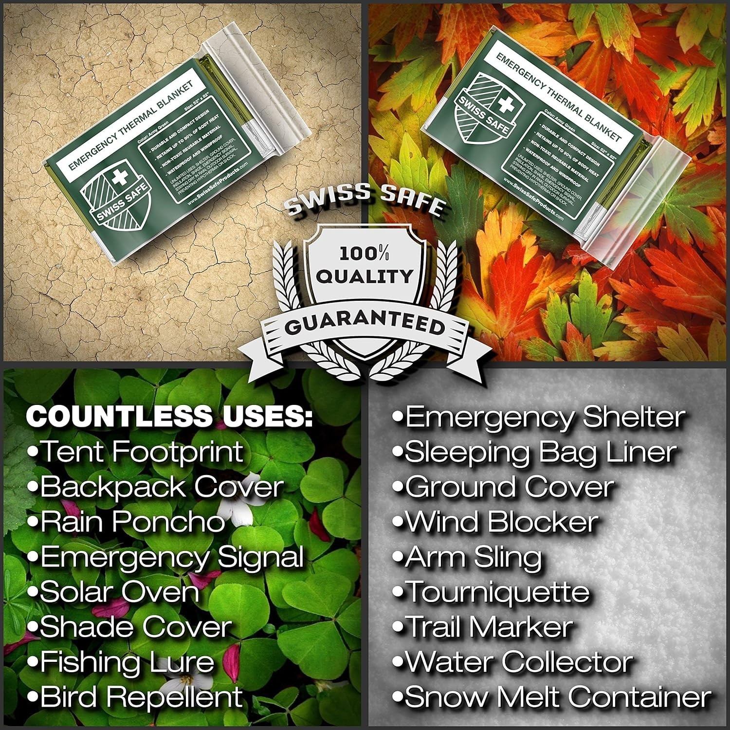4 Mylar Emergency Blankets – Lightweight, Waterproof for Outdoor Safety