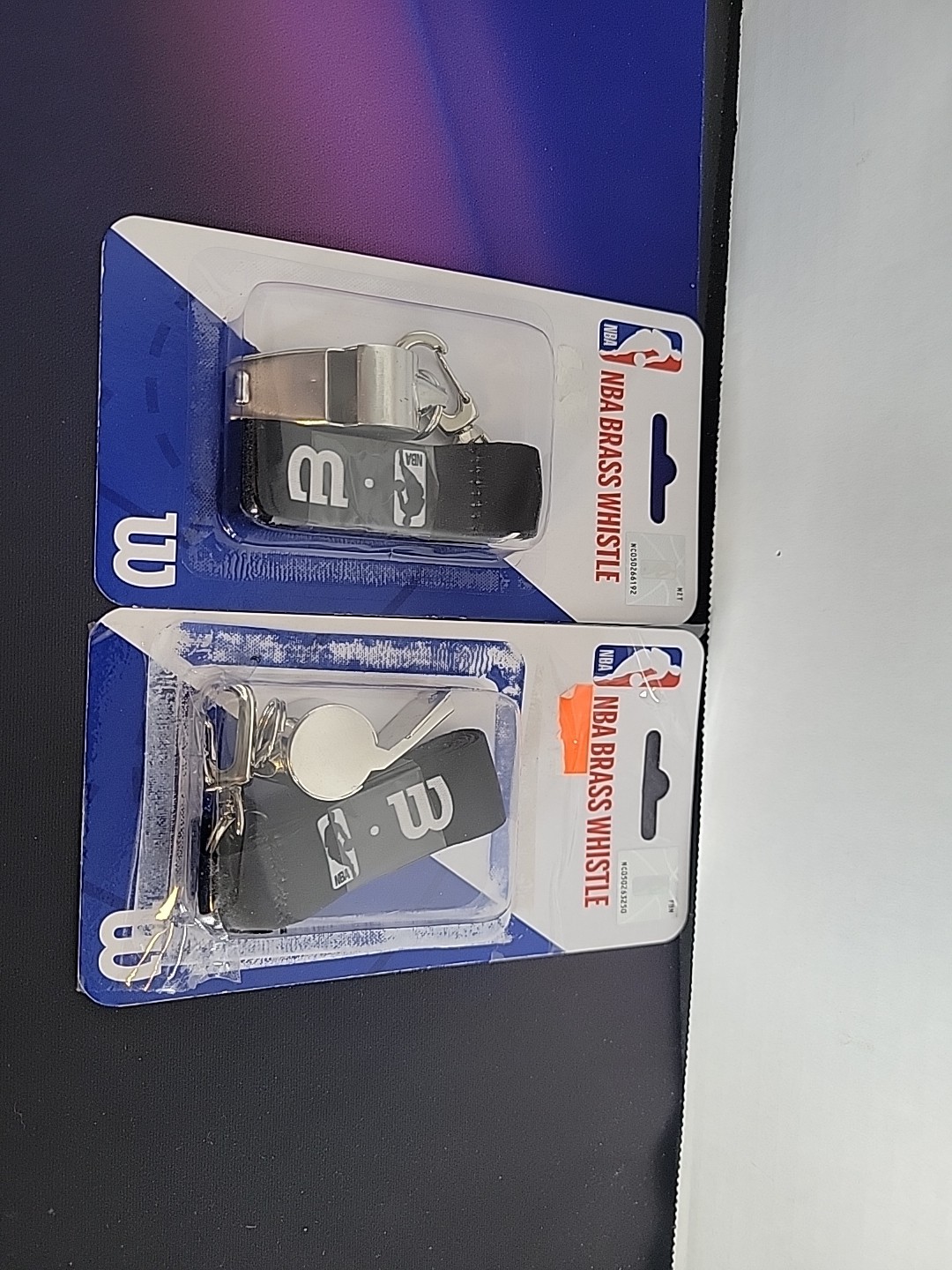 Wilson NBA Brass Whistle Silver Color 2 Whistle Lot Bundle