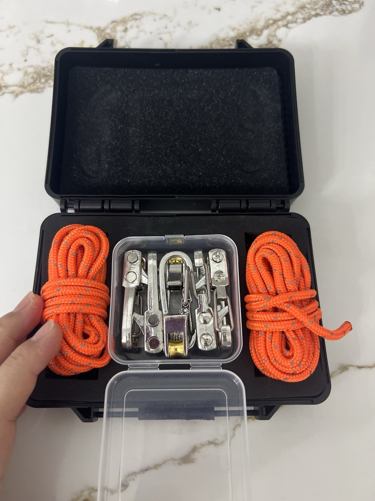 DIVTEG Rope Adjuster Kit 6 Metal Slides 2 Nylon Ropes Quick Tensioning Outdoor
