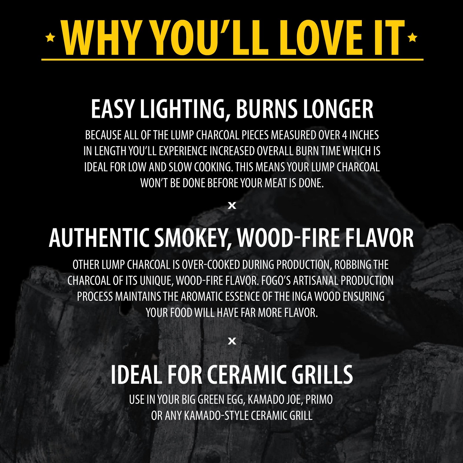FOGO Premium Hardwood Natural Large Sized 17.6lb Bag + Starter Bundle, Black