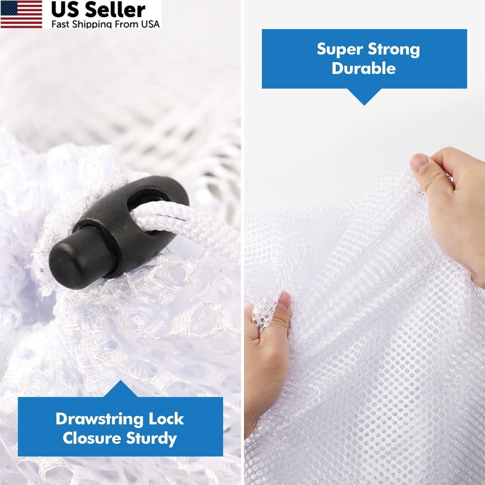 OKAKA 3Pcs Mesh Laundry Bags Washing Machine Wash Jumbo 3 pcs, White