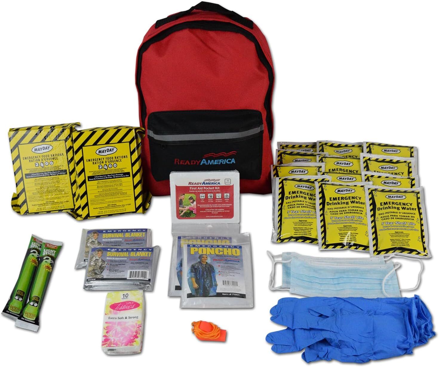 Ready America 70180 72 Hour Emergency Kit, 1-Person, 3-Day Backpack, Includes