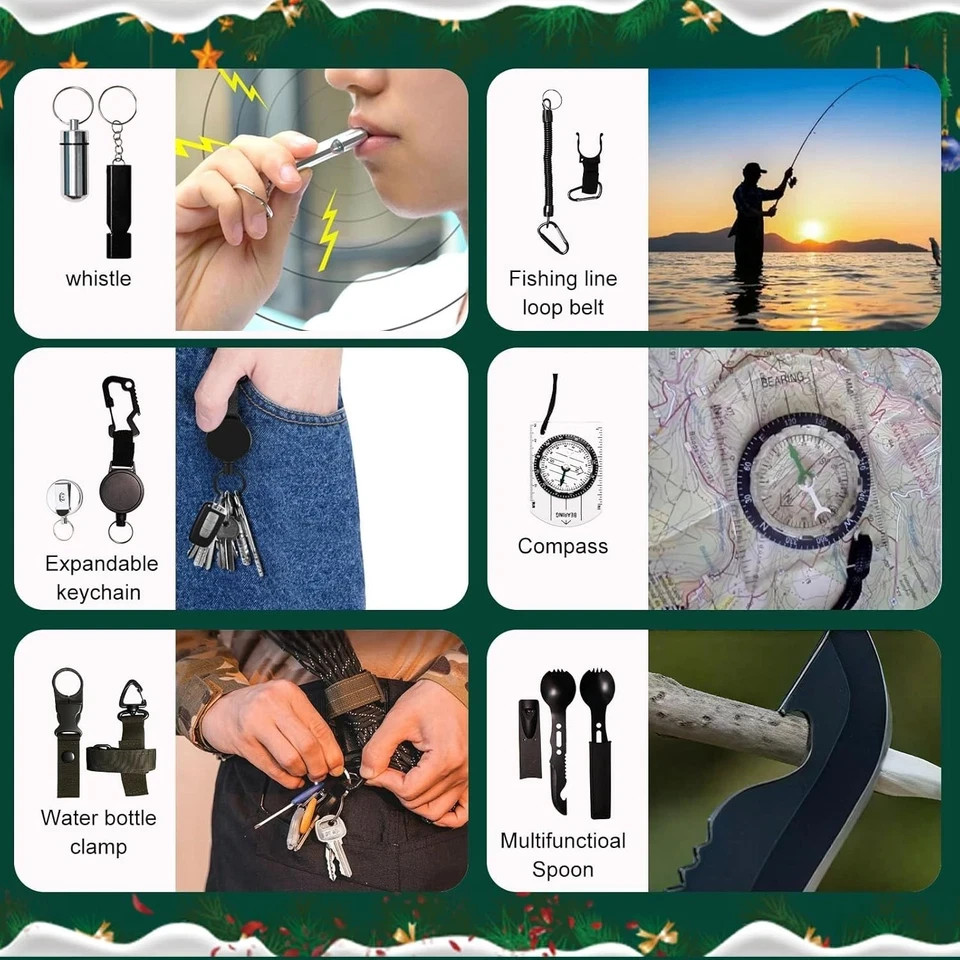 Survival Kit 24 Multi Tool Compass Camping Climbing Hiking Outdoor Fun FREE SHIP