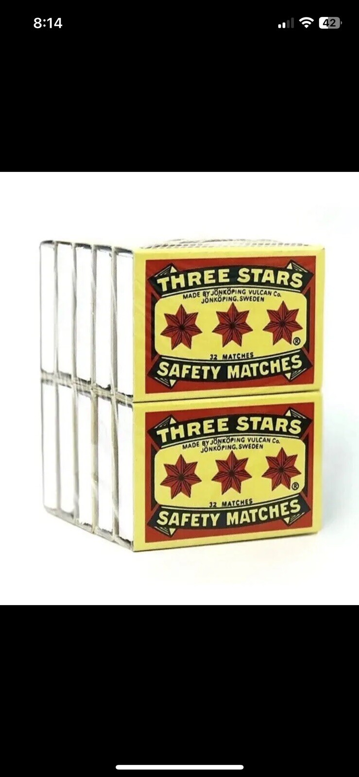 Swedish Camping Matches Three Stars Safety Matches 4 Pks/10 Pks/32 matches ea.
