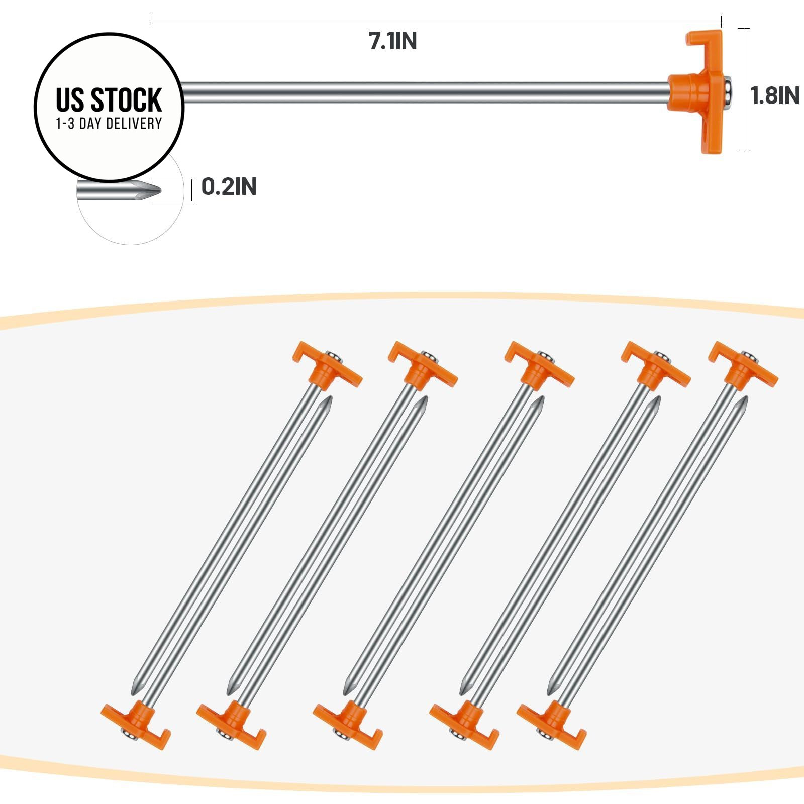 20 Pcs Tent Stakes with Camping Hammers,Avoforest 7.1 Inch Non-Rust black