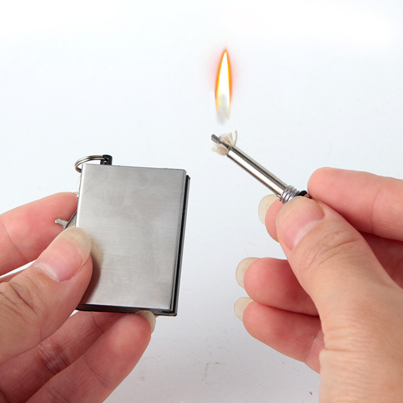 Mini Waterproof Outdoor Lighter Pocket Camping Hiking Fire Starter Match Keyring