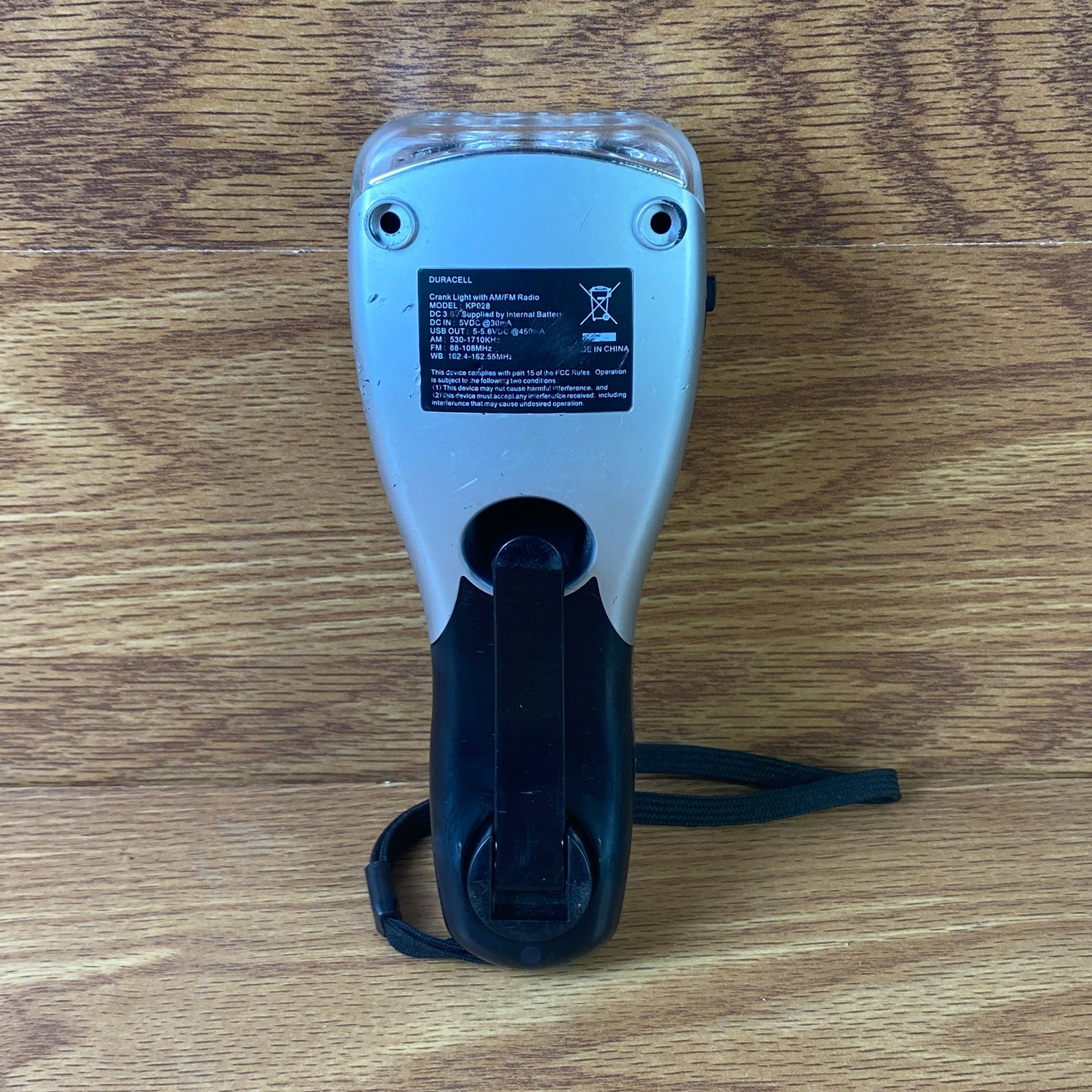 Duracell KP028 Silver & Black Crank Light with AM/FM Radio w Safety Blinker
