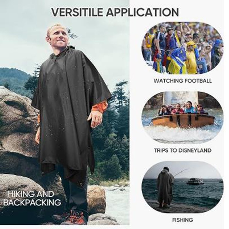 2Pcs Protable Waterproof RipStop Hooded Rain Outdoor Poncho Camping Hiking NEW